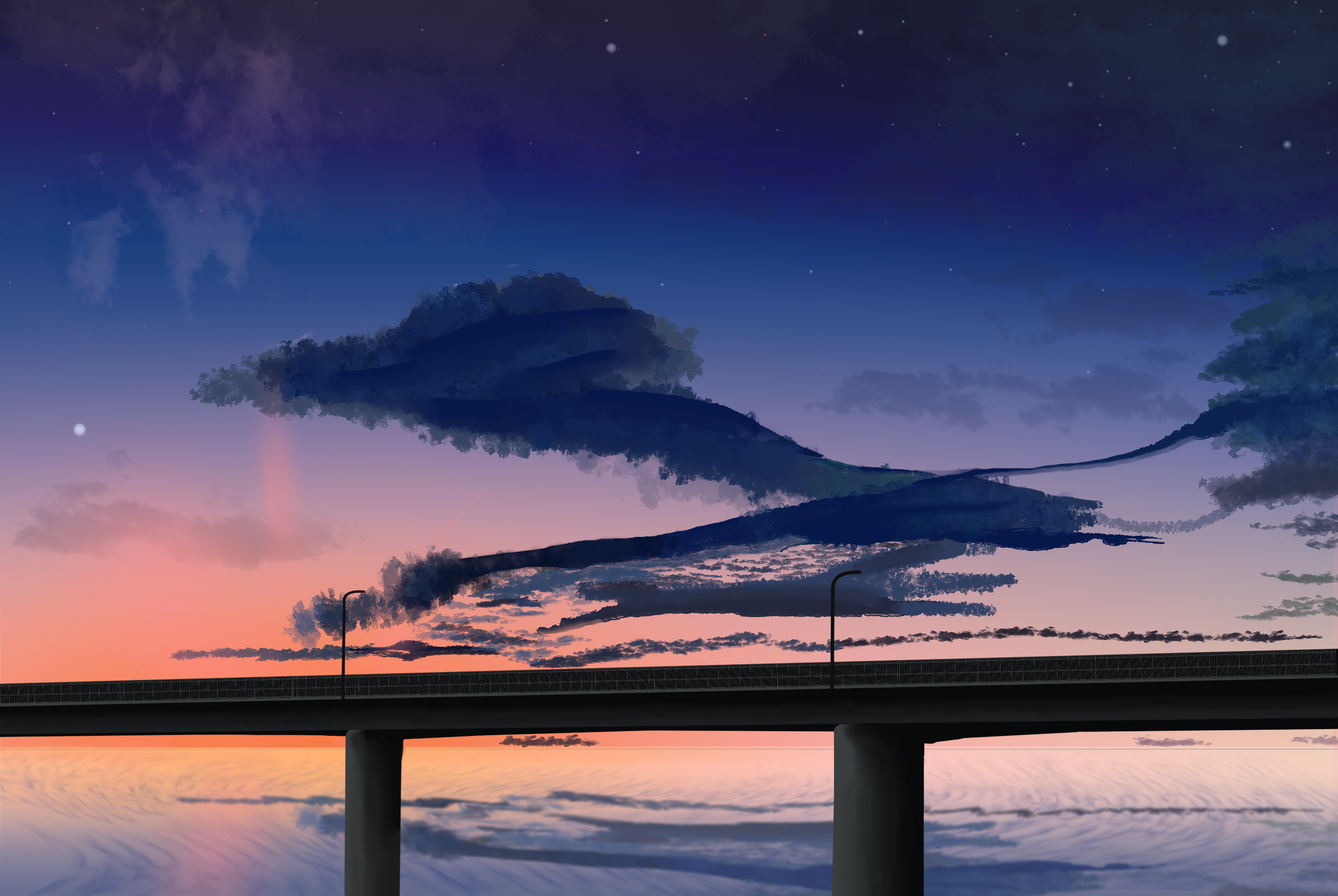 水鏡、空の交代